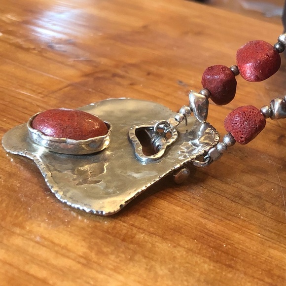 Rare Silpada Sterling Silver Red Sponge Coral Toggle Clasp Necklace N0900 - Picture 12 of 16